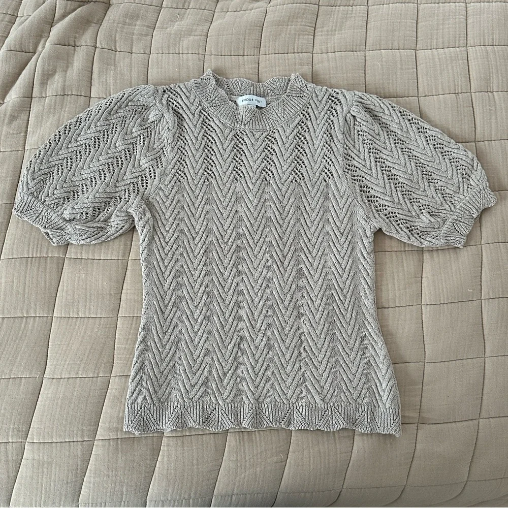Amour Vert Denise Crochet Top in Oat - Picture 7 of 7